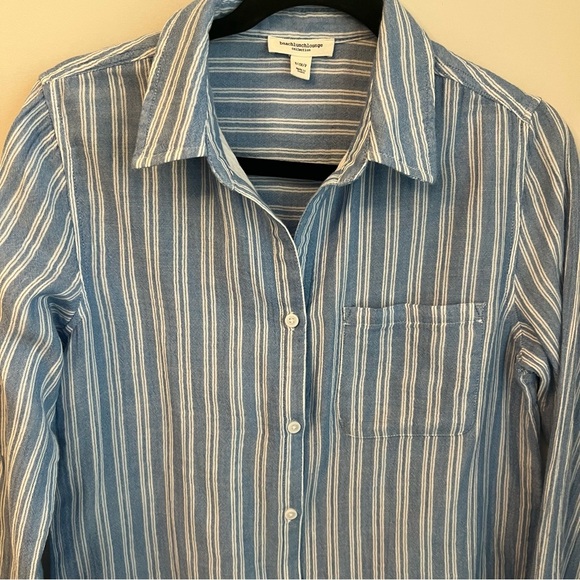 Beachlunchlounge Blue Striped Women's Shirt - Small - Picture 3 of 11